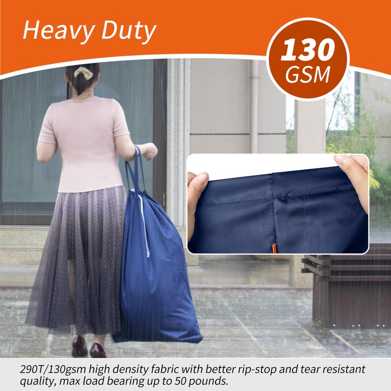 Polecasa Extra Heavy Duty Large Laundry Bag with Sturdy Handles and Drawstring Closure, 28 x 36 inches Durable Storage Bags for Basket, Hamper, College, Dorm, Travel, Navy - Image 2